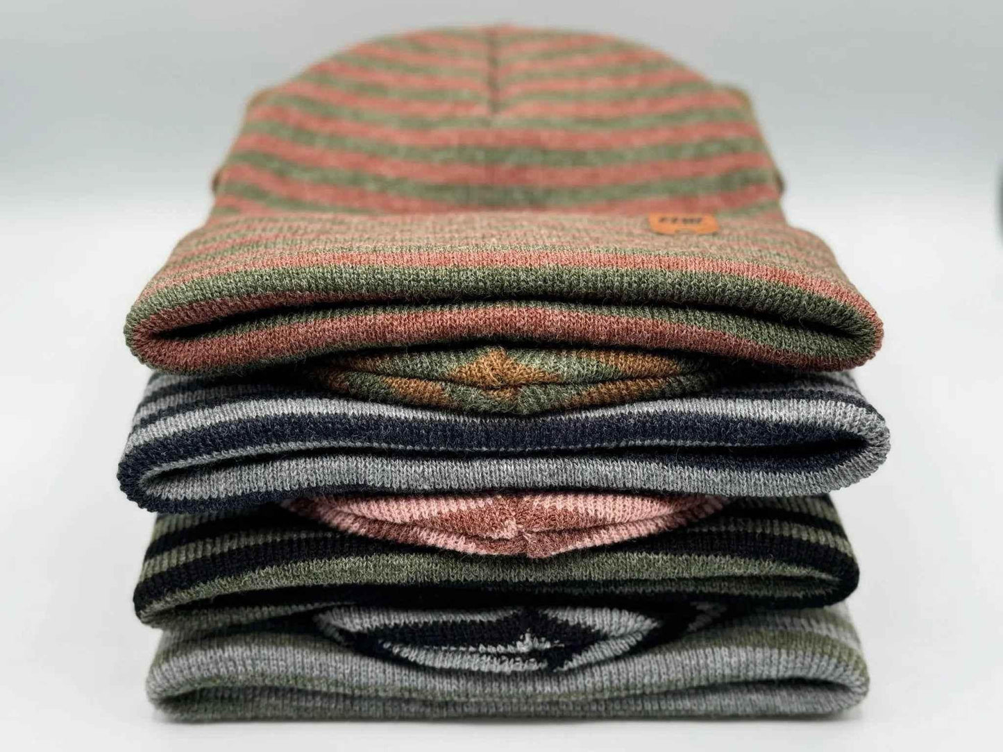 HAAKWEAR Traditional  Classic RORO Cuffed Beanie / Hat - Burgundy / Green, Made in USA
