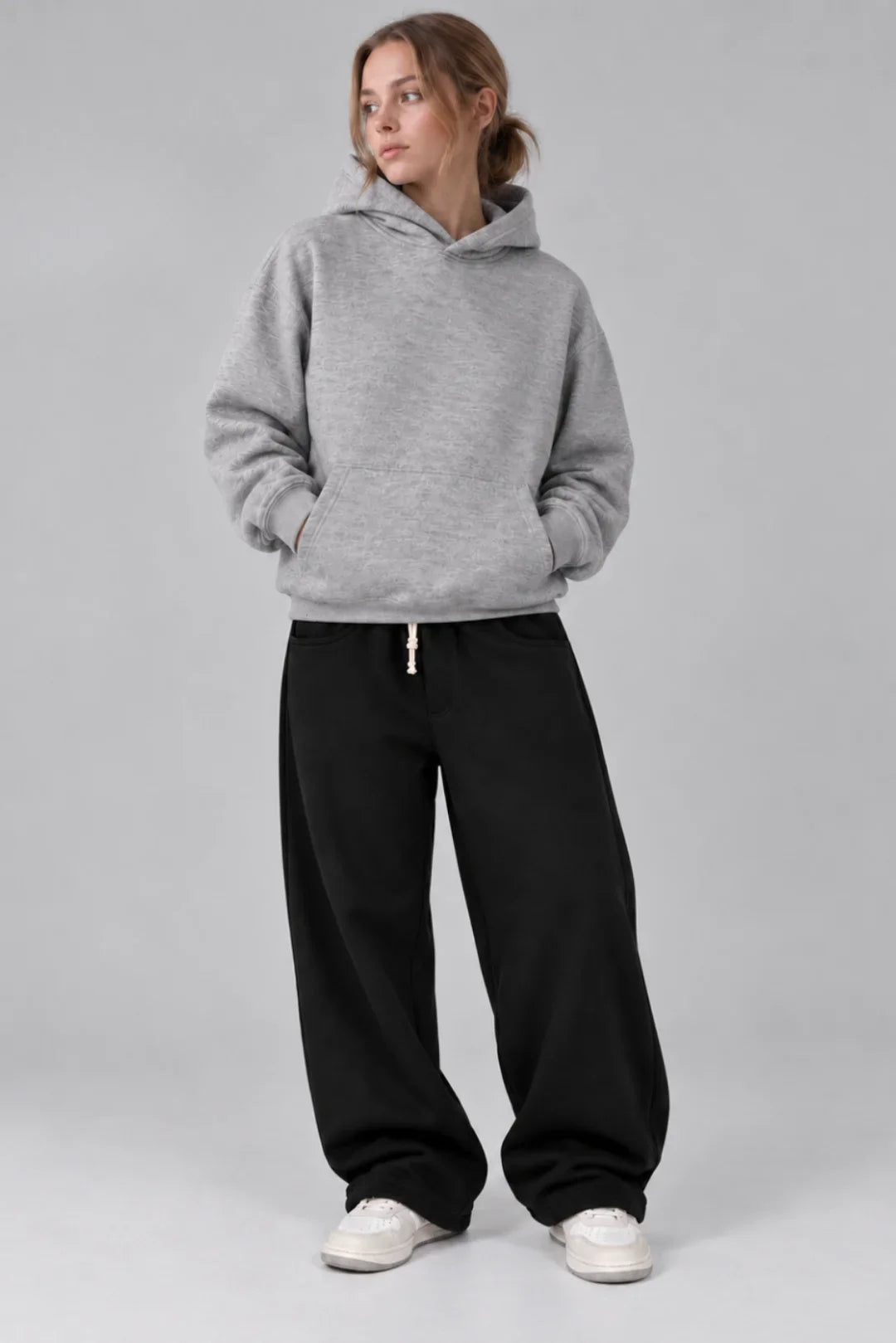 Drop Shoulder Hoodie Heather Grey
