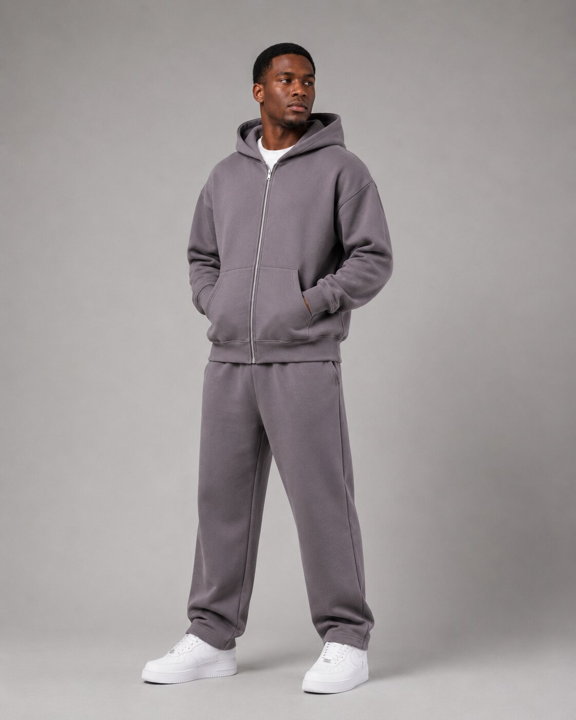 Double-Zip Hoodie Smoky Quartz