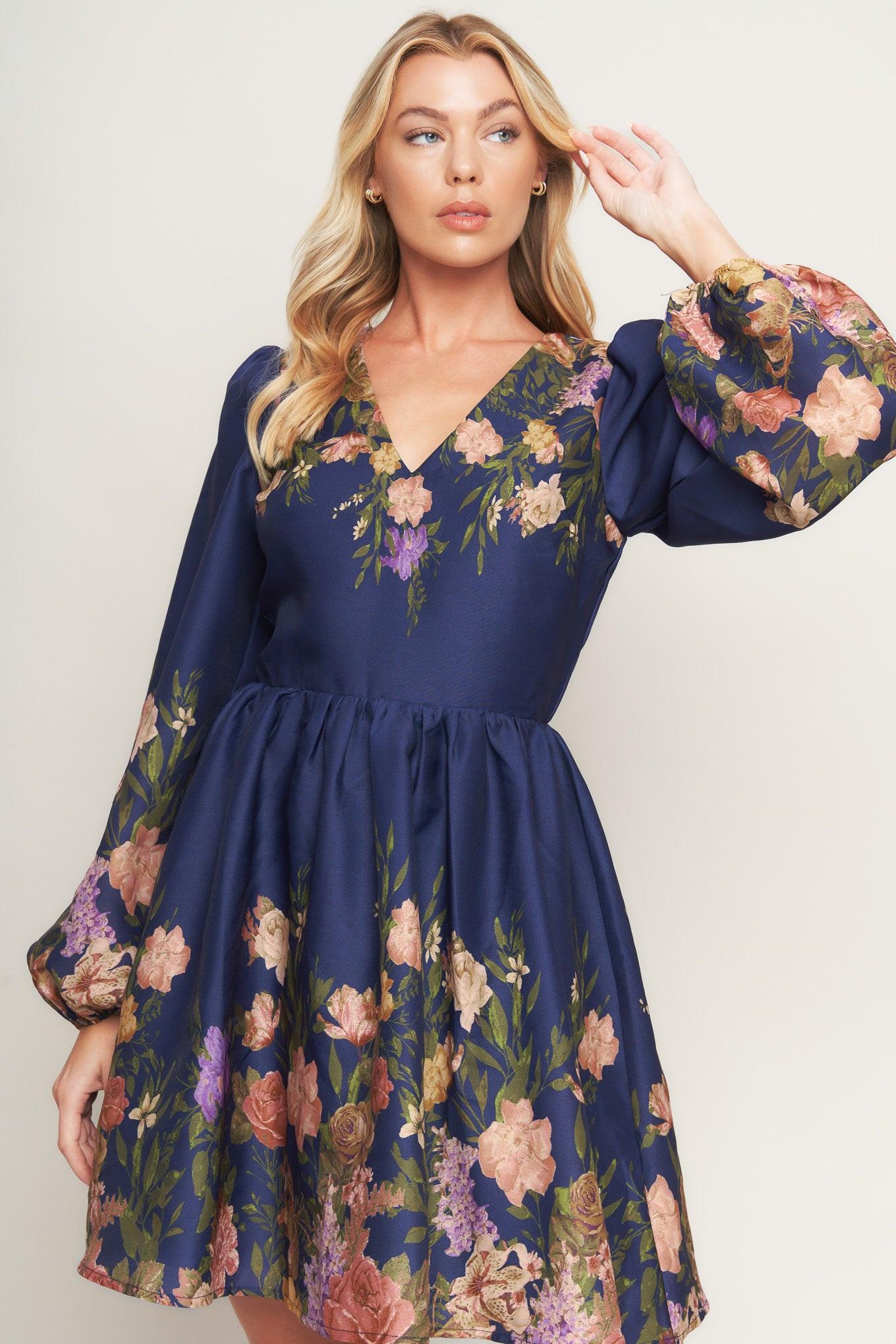 NOCTURNE IN BLOOM WOVEN MINI DRESS