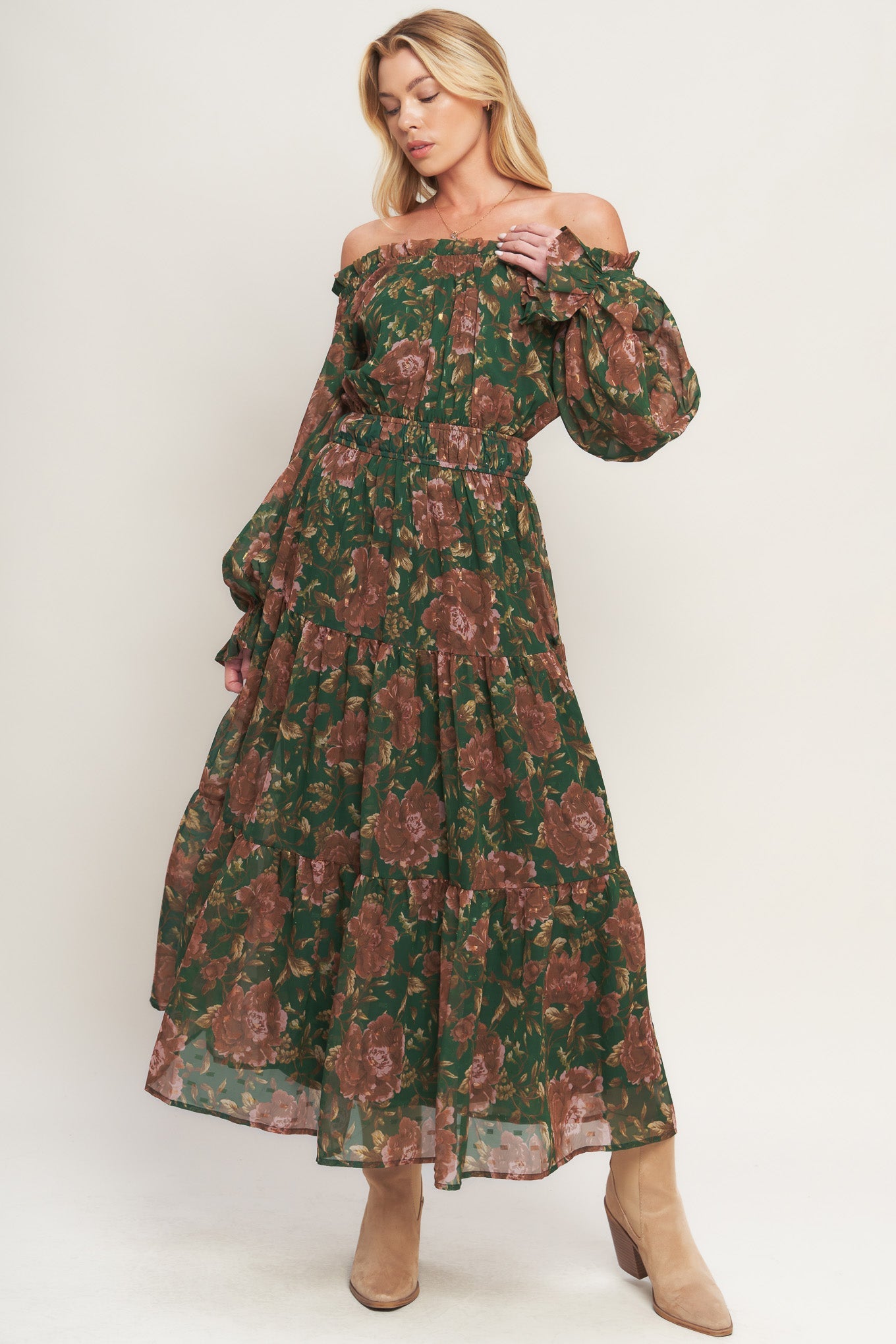 TERRACOTTA TRAIL WOVEN MIDI DRESS