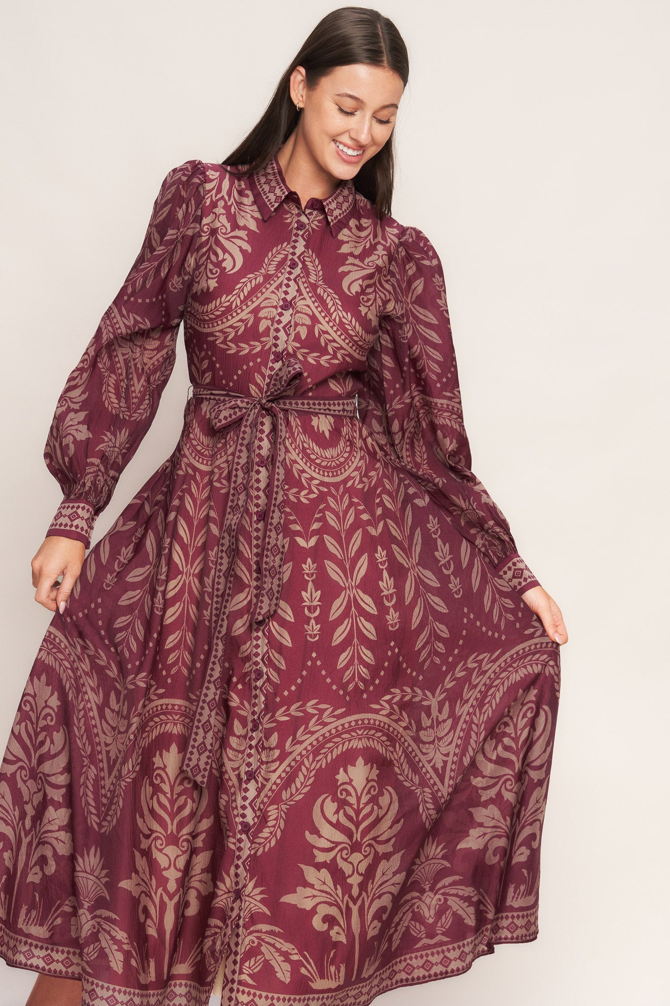 VINTAGE TAPESTRY WOVEN MIDI DRESS