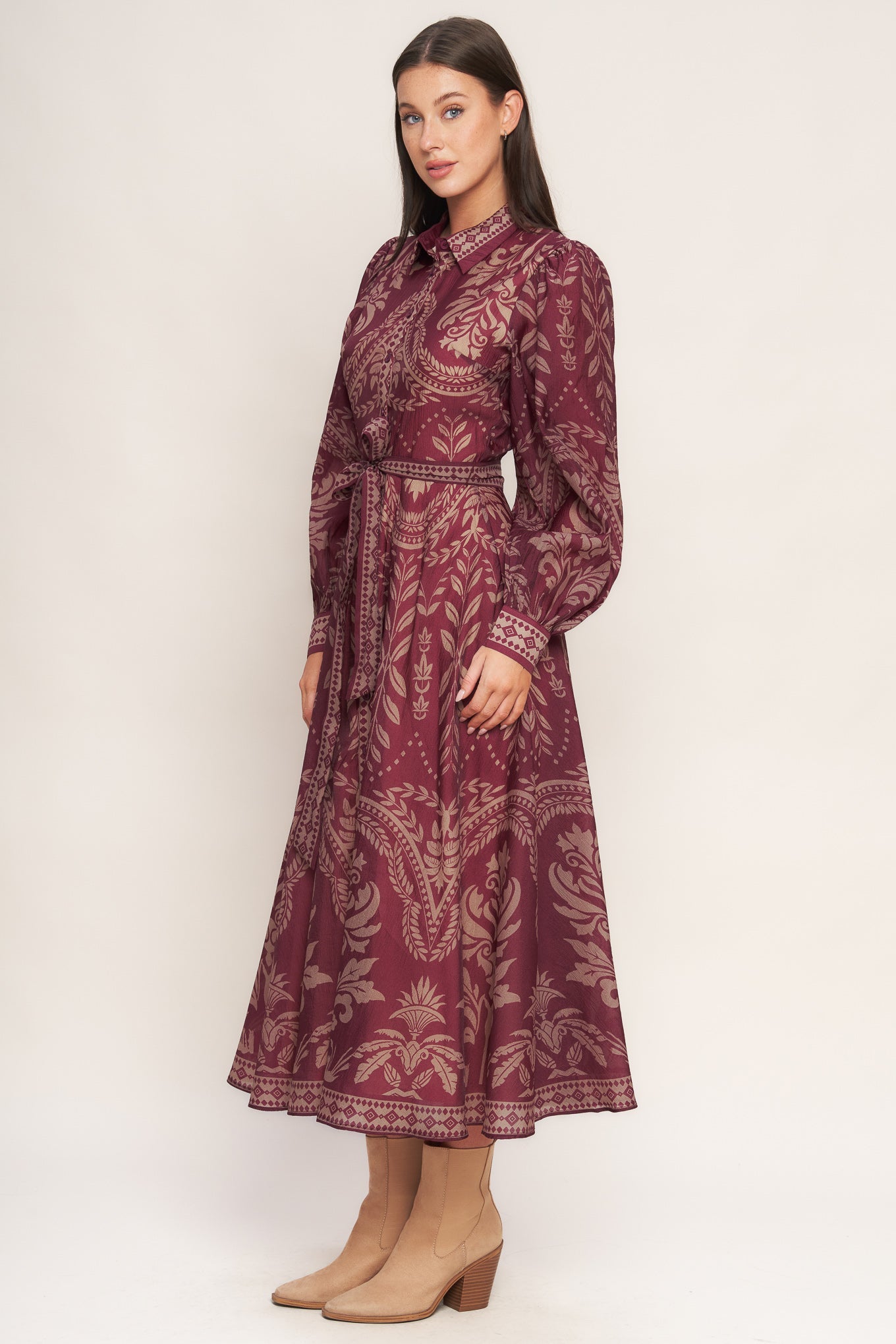 VINTAGE TAPESTRY WOVEN MIDI DRESS