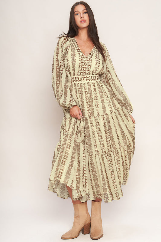 TRIBAL WHISPER WOVEN MIDI DRESS