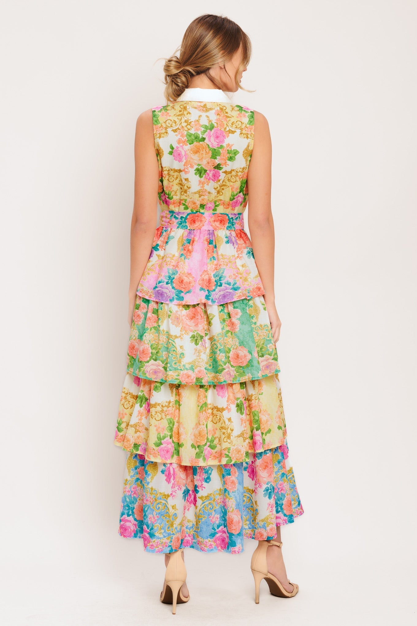 LAYERED ROMANCE WOVEN MIDI DRESS