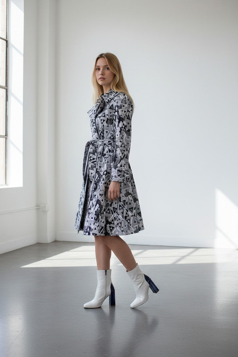 Amour Geometric Long Trench Coat – Modern Women’s Outerwear