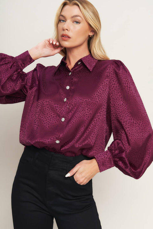 SCARLET LEOPARD WOVEN TOP