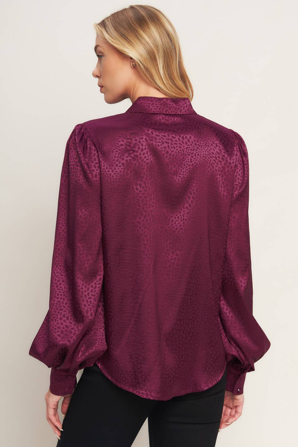 SCARLET LEOPARD WOVEN TOP