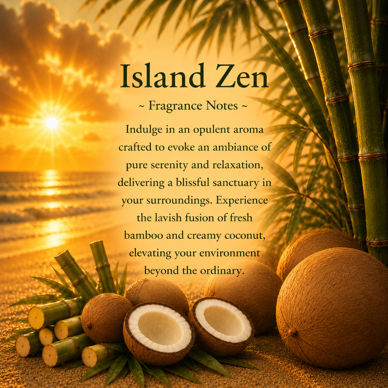 Island Zen, Premium Coconut-Soy Wax Tea Light Crystal Candle, 1oz