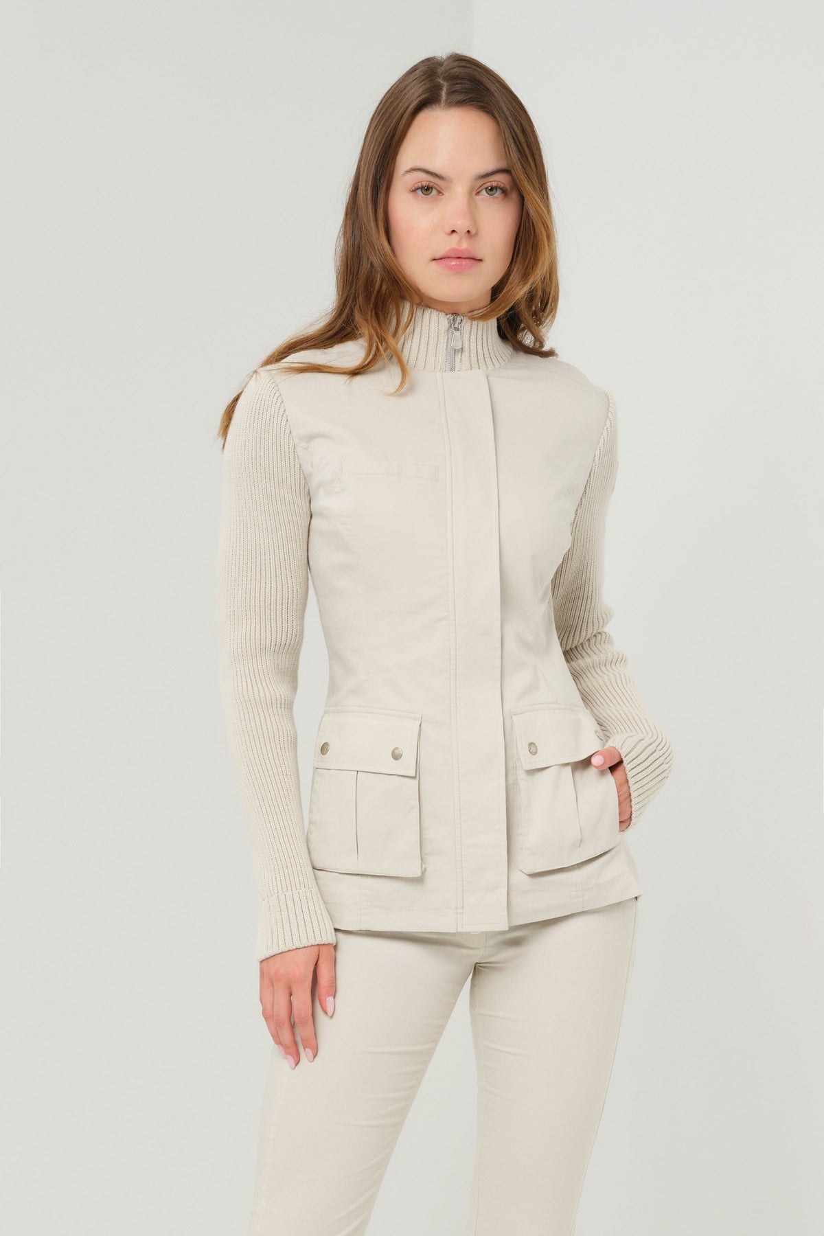 Sweater Kenya Performance Cotton Safari Jacket in Stone