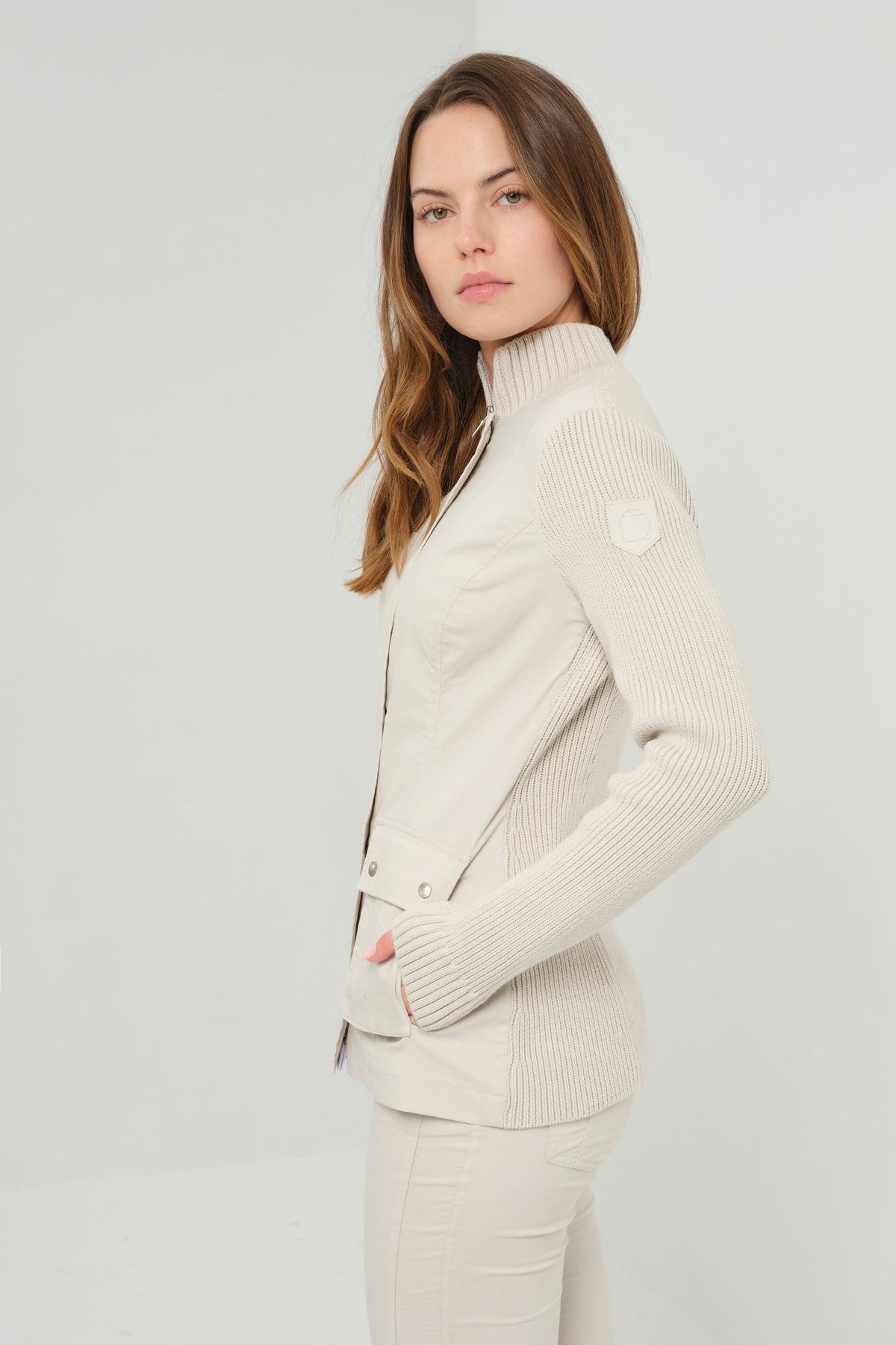 Sweater Kenya Performance Cotton Safari Jacket in Stone