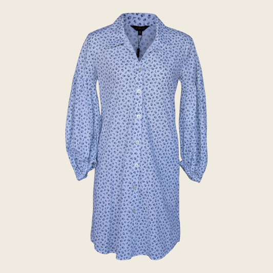 Shirt Dress with Oversized Sleeves in White Floral – Summer Dress