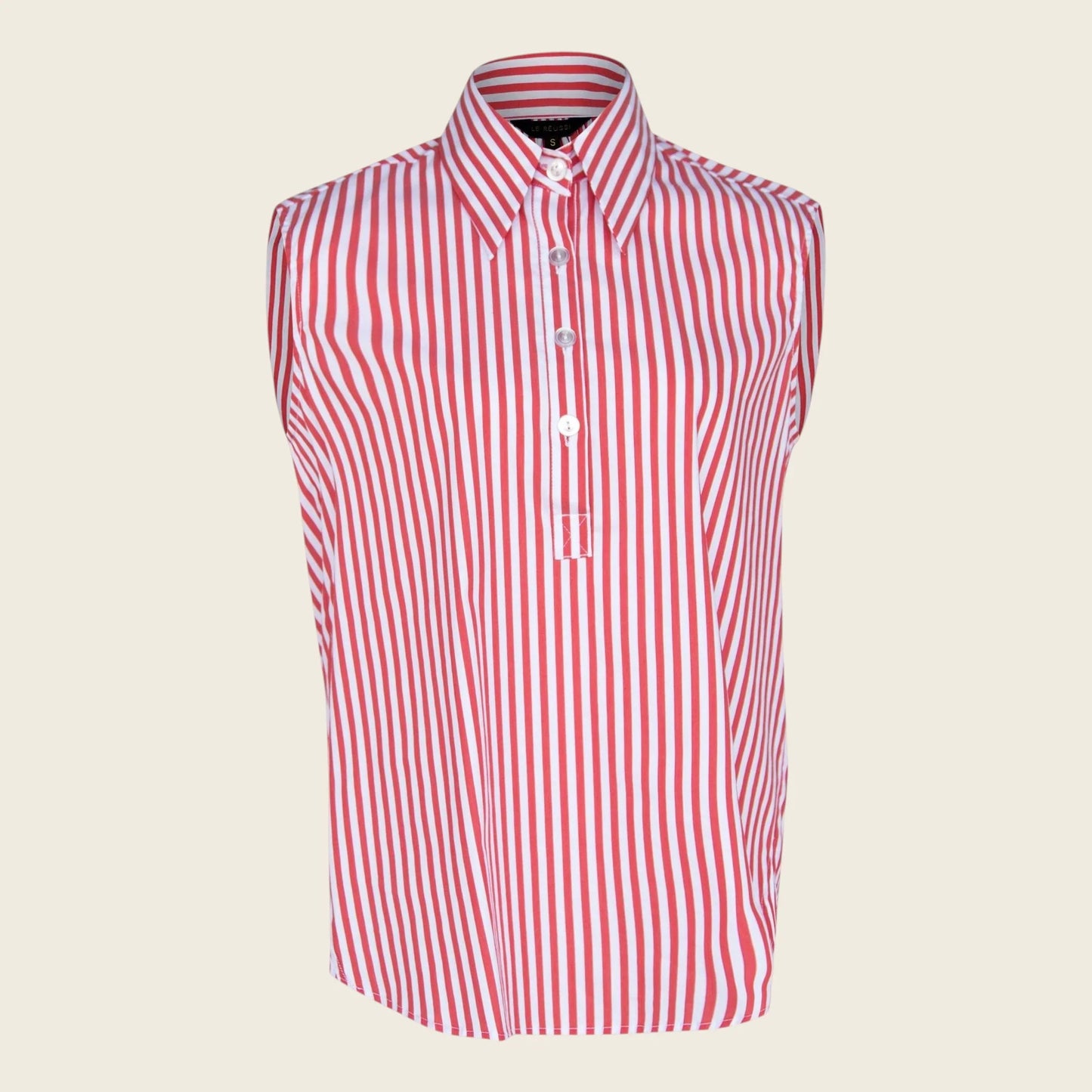 Italian Cotton Stripe Red Sleeveless Top – Women’s Chic Summer Top