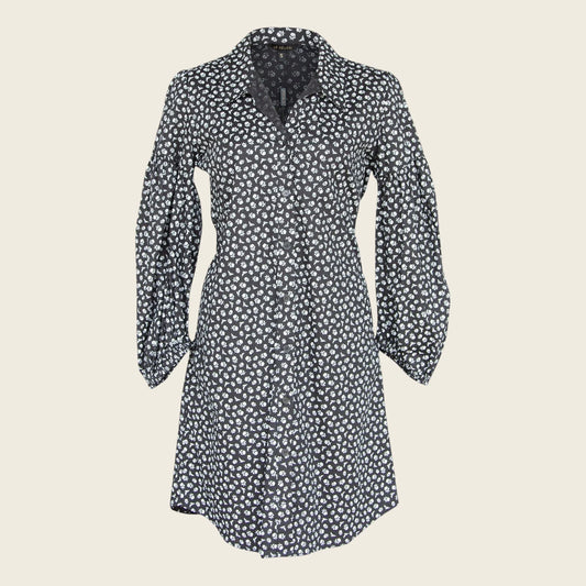 Black Floral Dress in Italian Cotton – Elegant Summer Dress