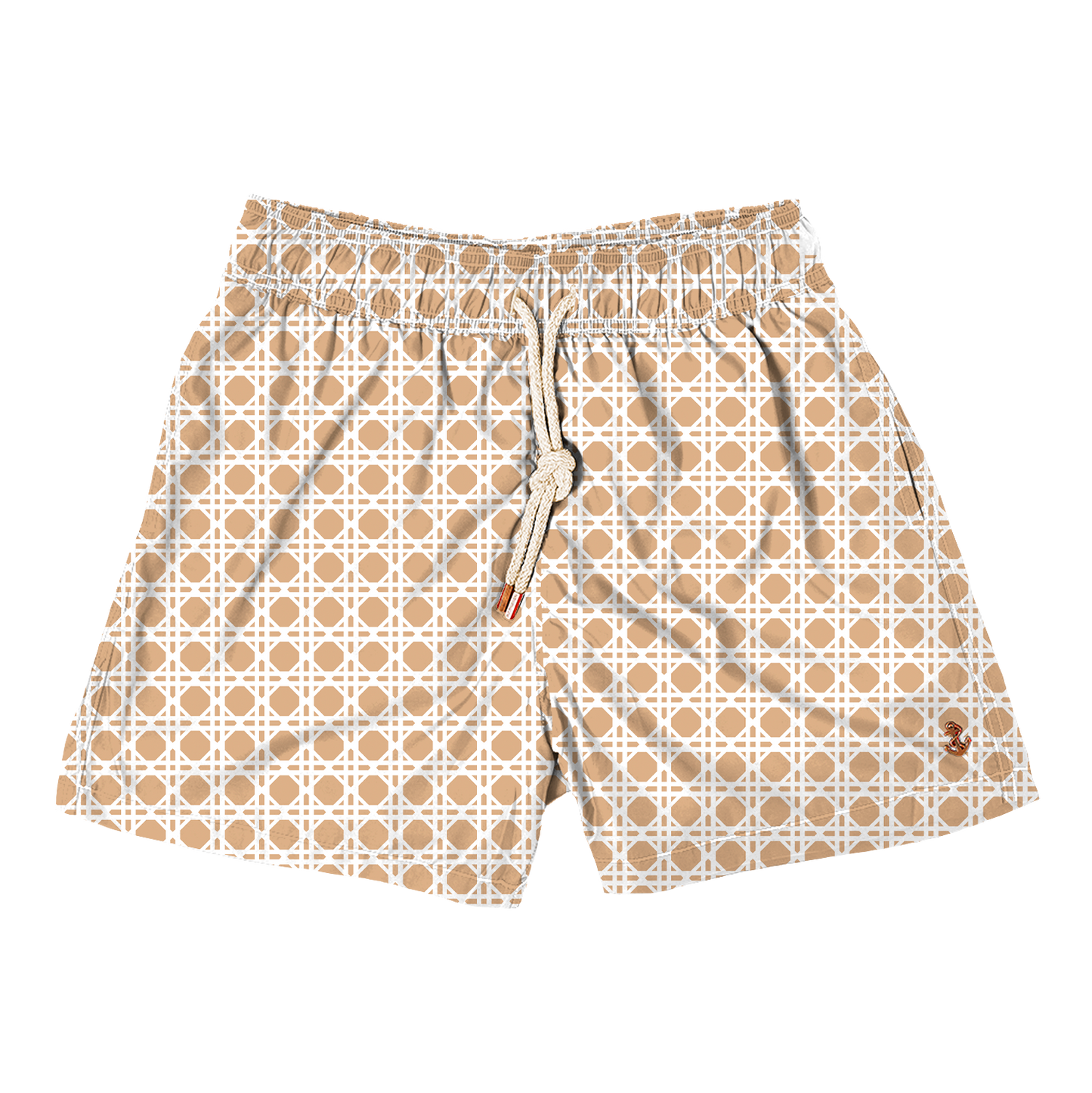 Beige & White Rattan Swim Short