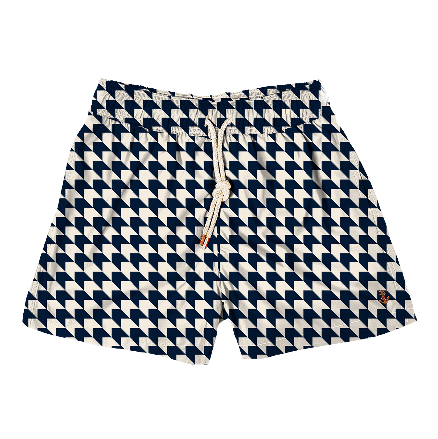 Modern Houndstooth Navy Swim Short