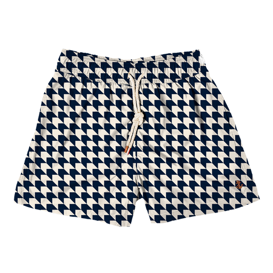 Modern Houndstooth Navy Swim Short
