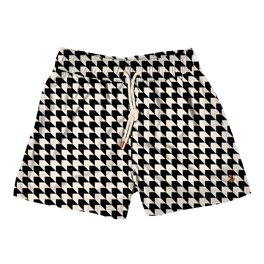 Modern Houndstooth Black Swim Short