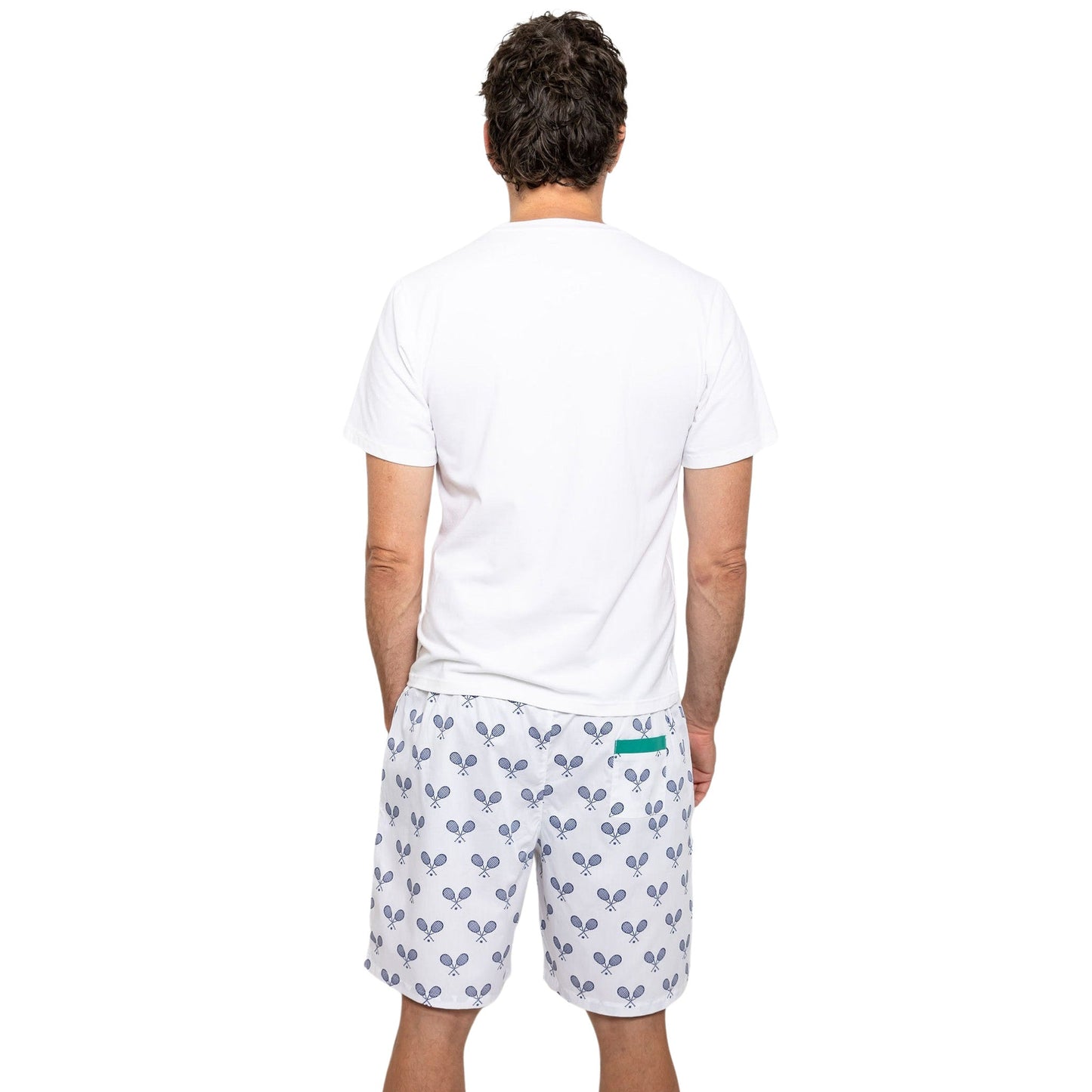 Men's Tennis Navy Sleep Shorts - Organic Cotton Poplin