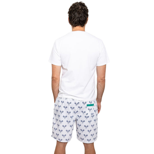 Men's Tennis Navy Sleep Shorts - Organic Cotton Poplin