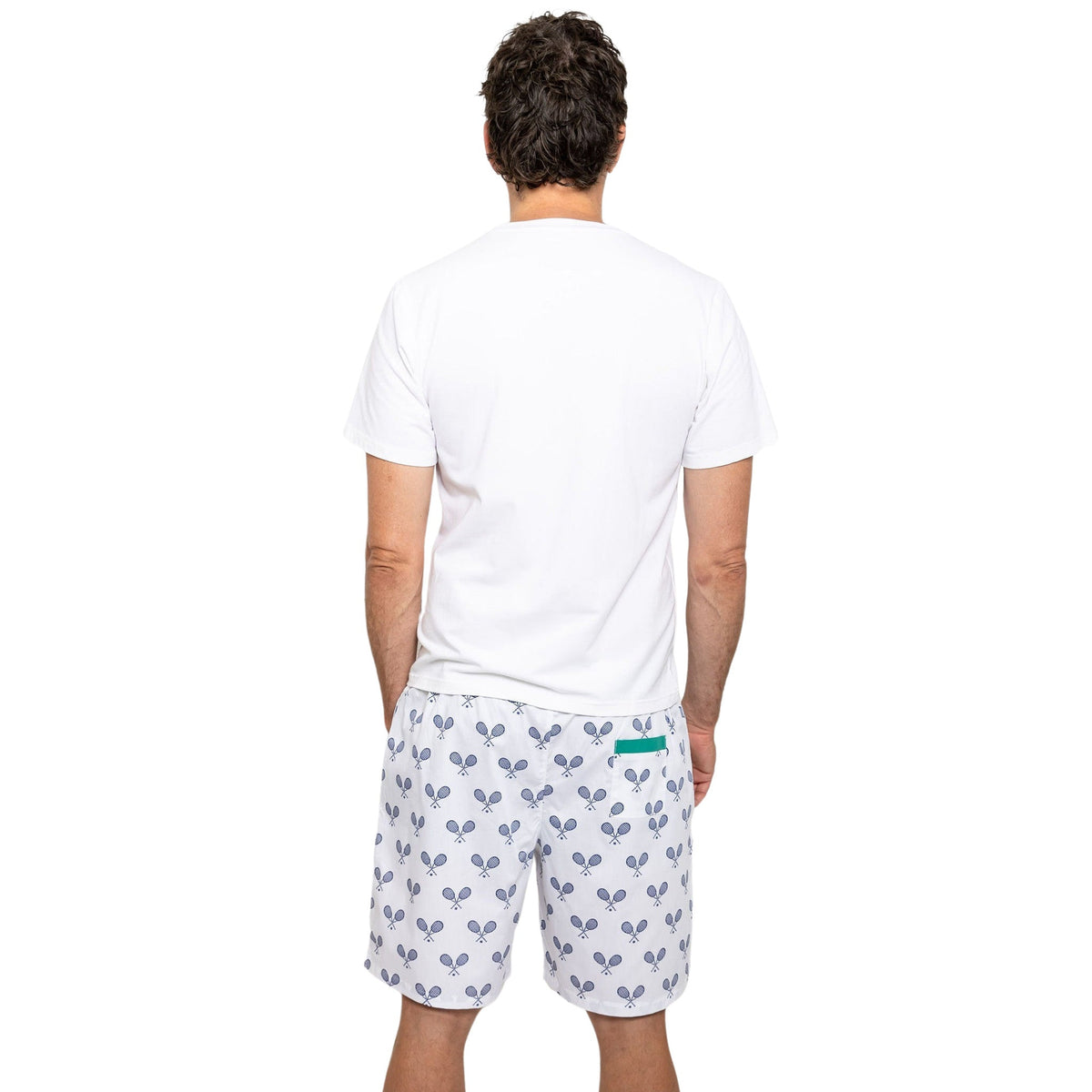 Men's Tennis Navy Sleep Shorts - Organic Cotton Poplin