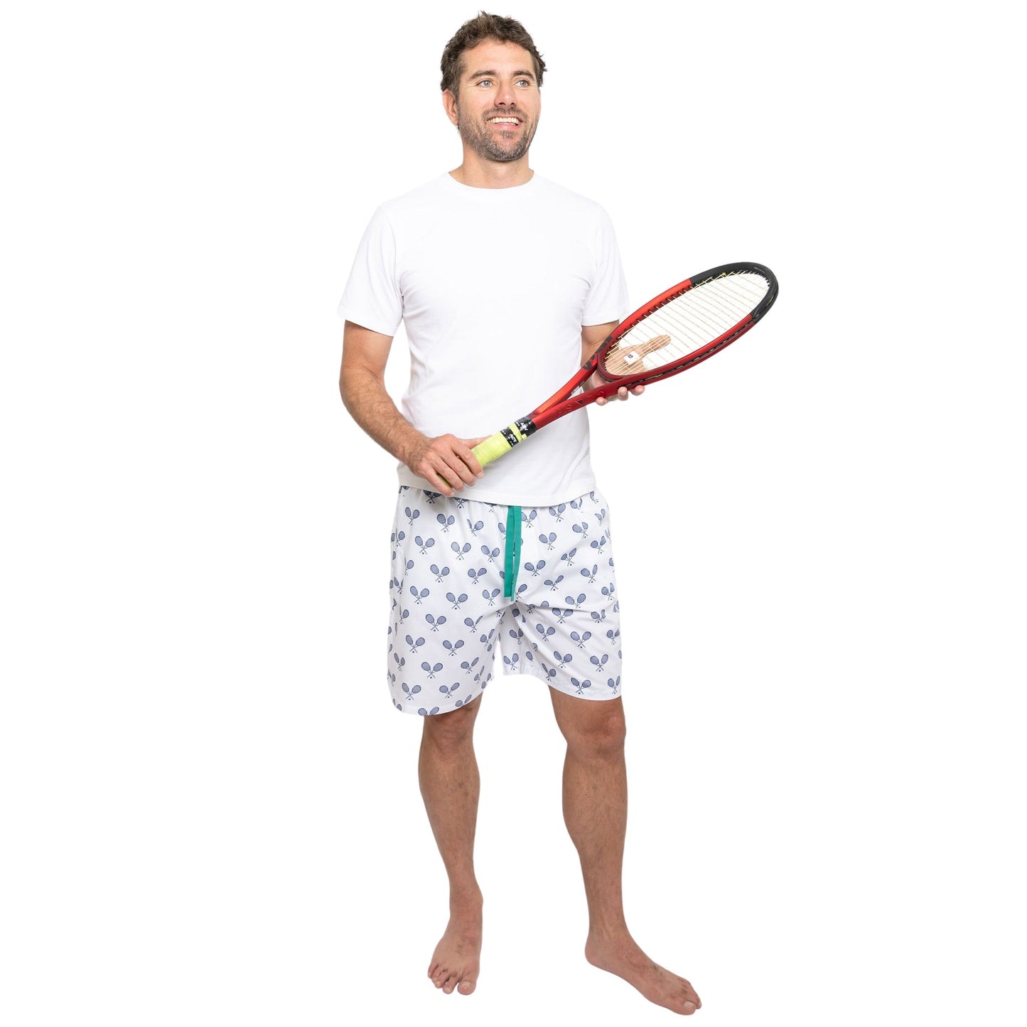 Men's Tennis Navy Sleep Shorts - Organic Cotton Poplin