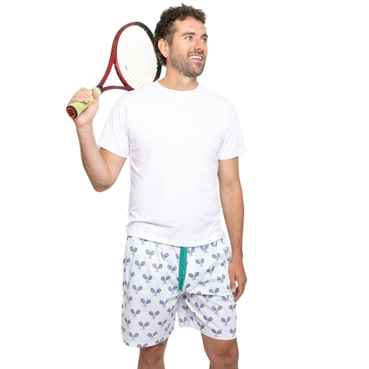 Men's Tennis Navy Sleep Shorts - Organic Cotton Poplin