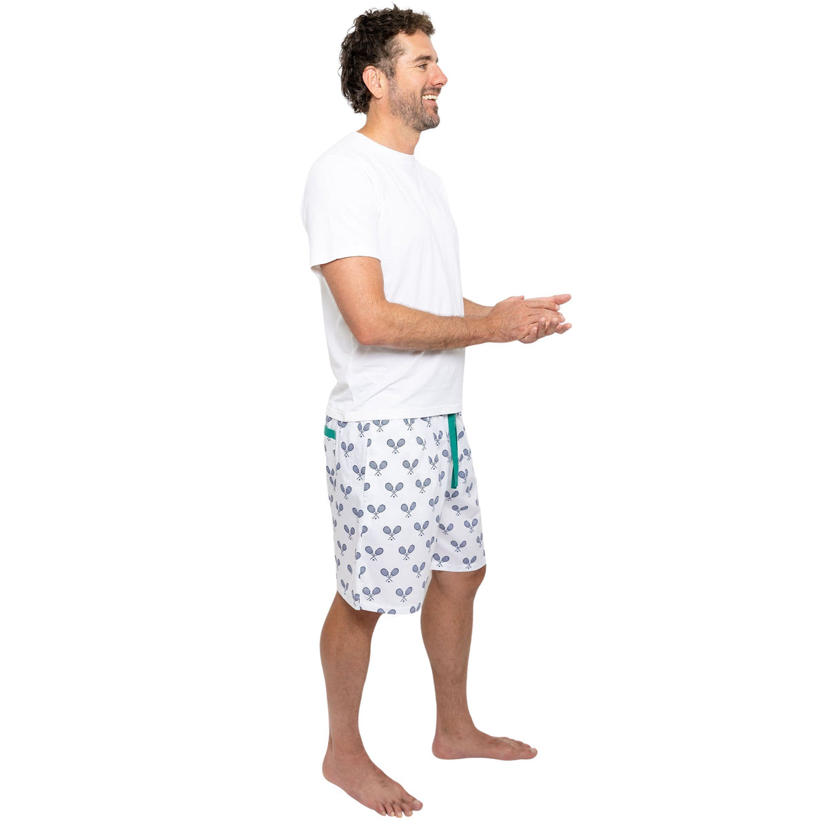 Men's Tennis Navy Sleep Shorts - Organic Cotton Poplin