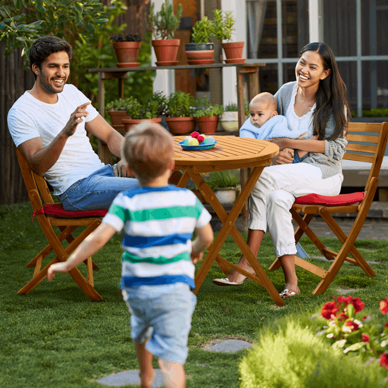 Tranquillo Anya Foldable Round Solid Wood Table for Outdoor Use