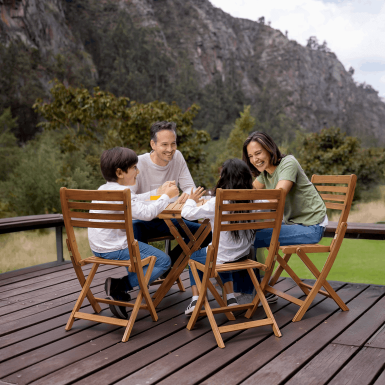 Tranquillo Anya Foldable Round Solid Wood Table for Outdoor Use
