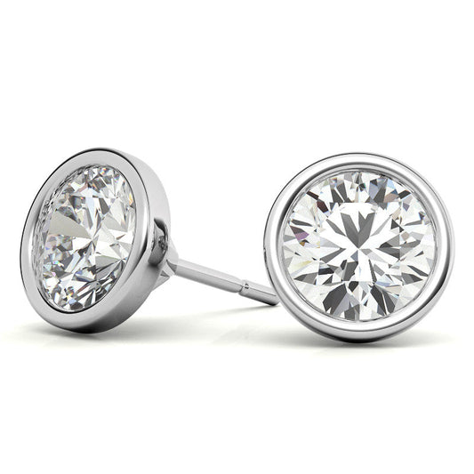 4.00 CTW Lab Grown Diamond Bezel Martini Stud Earrings in 14K White or Yellow Gold