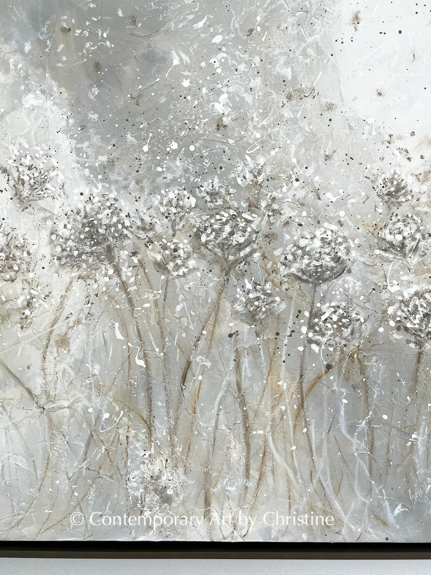 "Impressions of Lace" Giclée Print, Abstract White Flowers Painting, Modern Floral