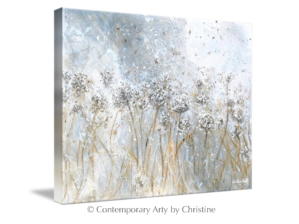 "Impressions of Lace" Giclée Print, Abstract White Flowers Painting, Modern Floral