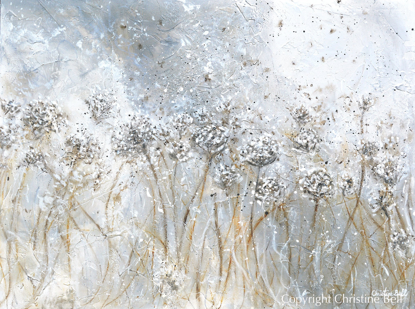 "Impressions of Lace" Giclée Print, Abstract White Flowers Painting, Modern Floral