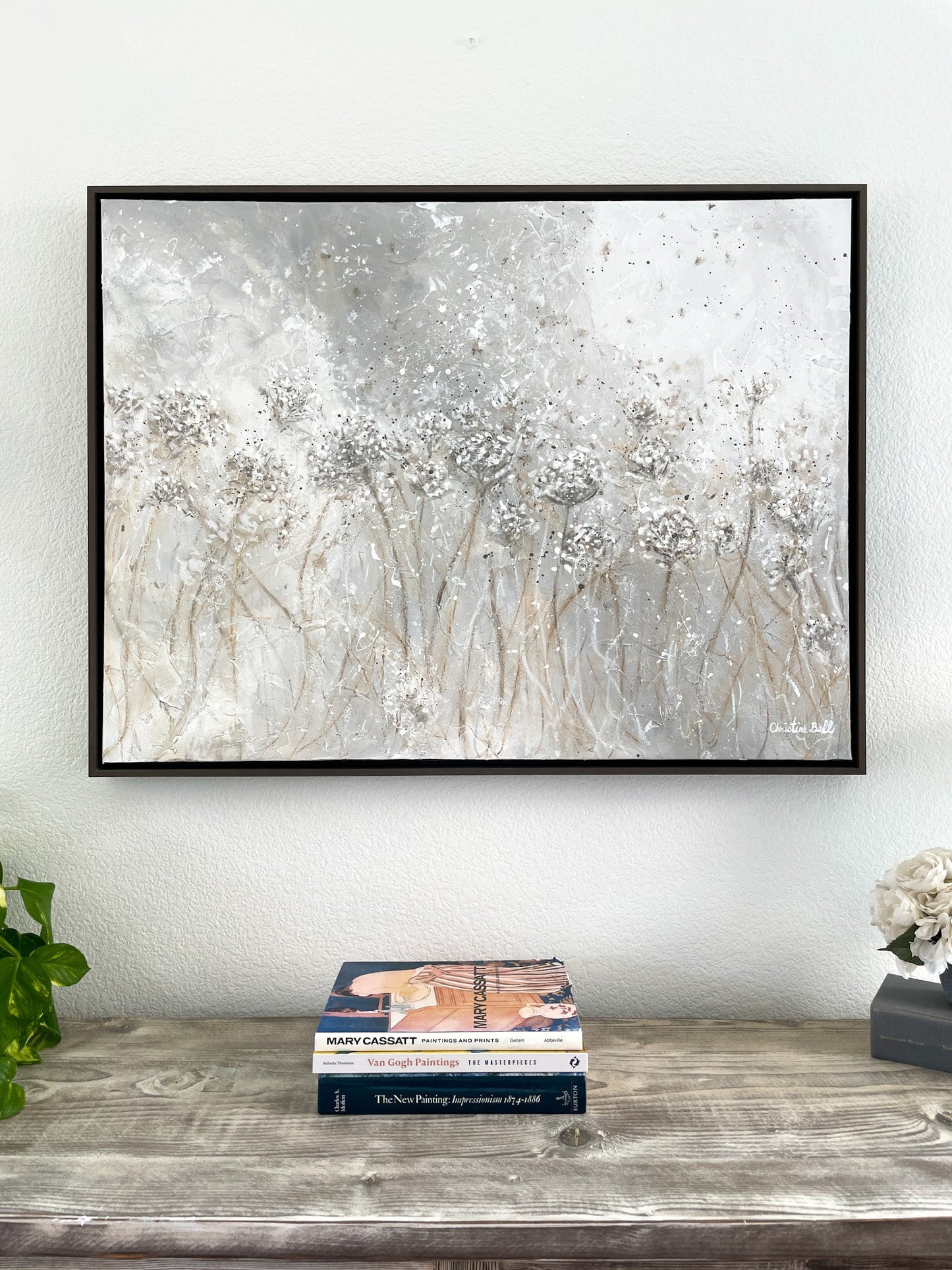 "Impressions of Lace" Giclée Print, Abstract White Flowers Painting, Modern Floral