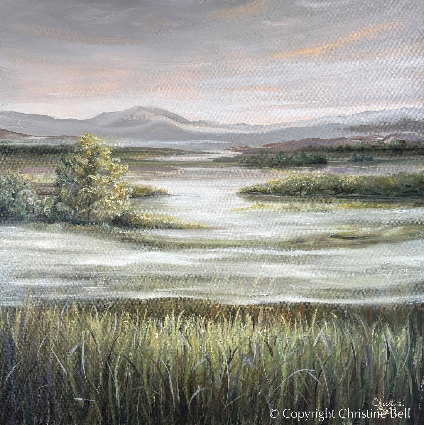 "Beyond the Mist" ORIGINAL Coastal Landscape Oil Painting, 30x30"