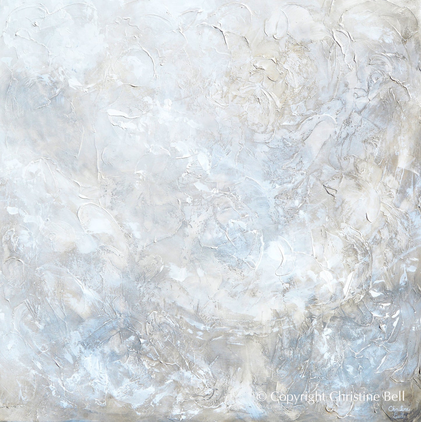 "Silhouette" ORIGINAL TEXTURED Neutral Coastal Abstract Painting, XL 48x48"