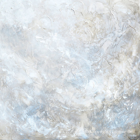 "Silhouette" ORIGINAL TEXTURED Neutral Coastal Abstract Painting, XL 48x48"