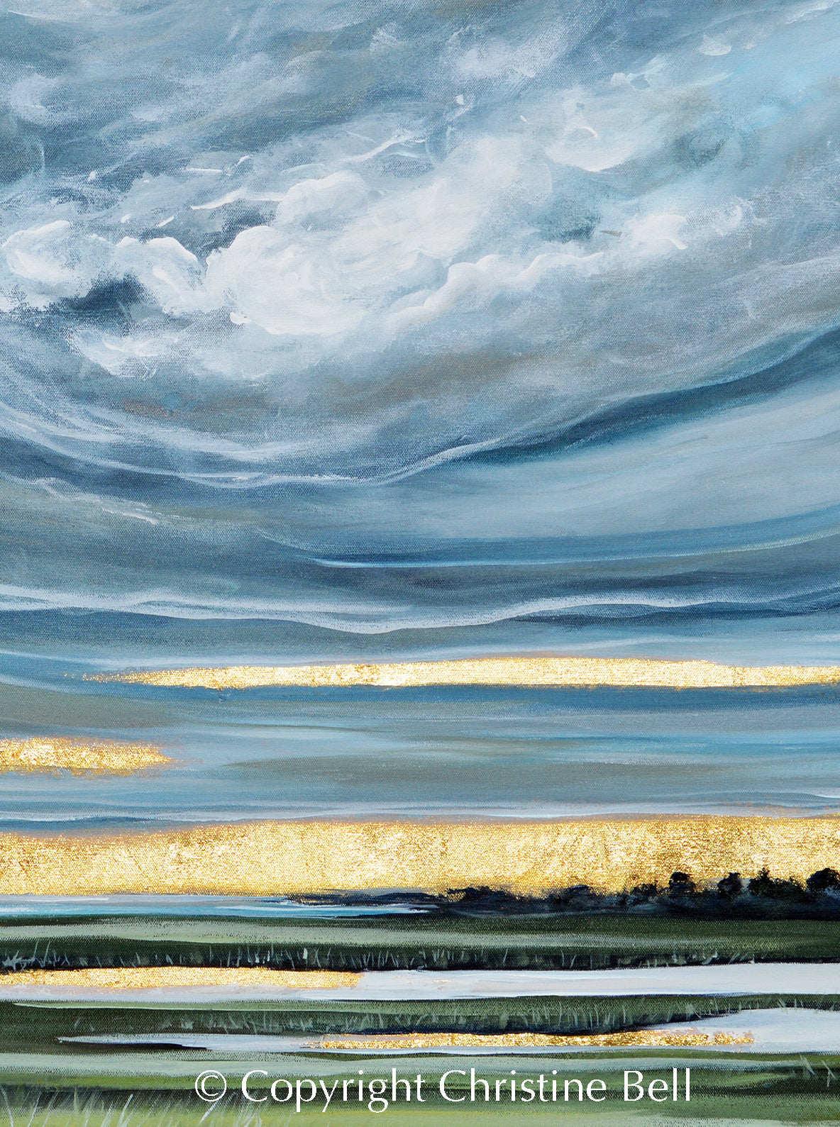 "The Light After the Storm II" GICLEE PRINT Art Coastal Abstract Painting Landscape Gold Leaf
