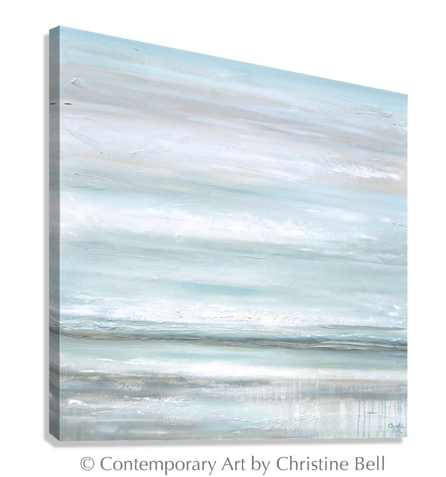 "Euphoria" GICLEE PRINT Coastal Abstract Painting, Seafoam Green Light Blue, Grey, White