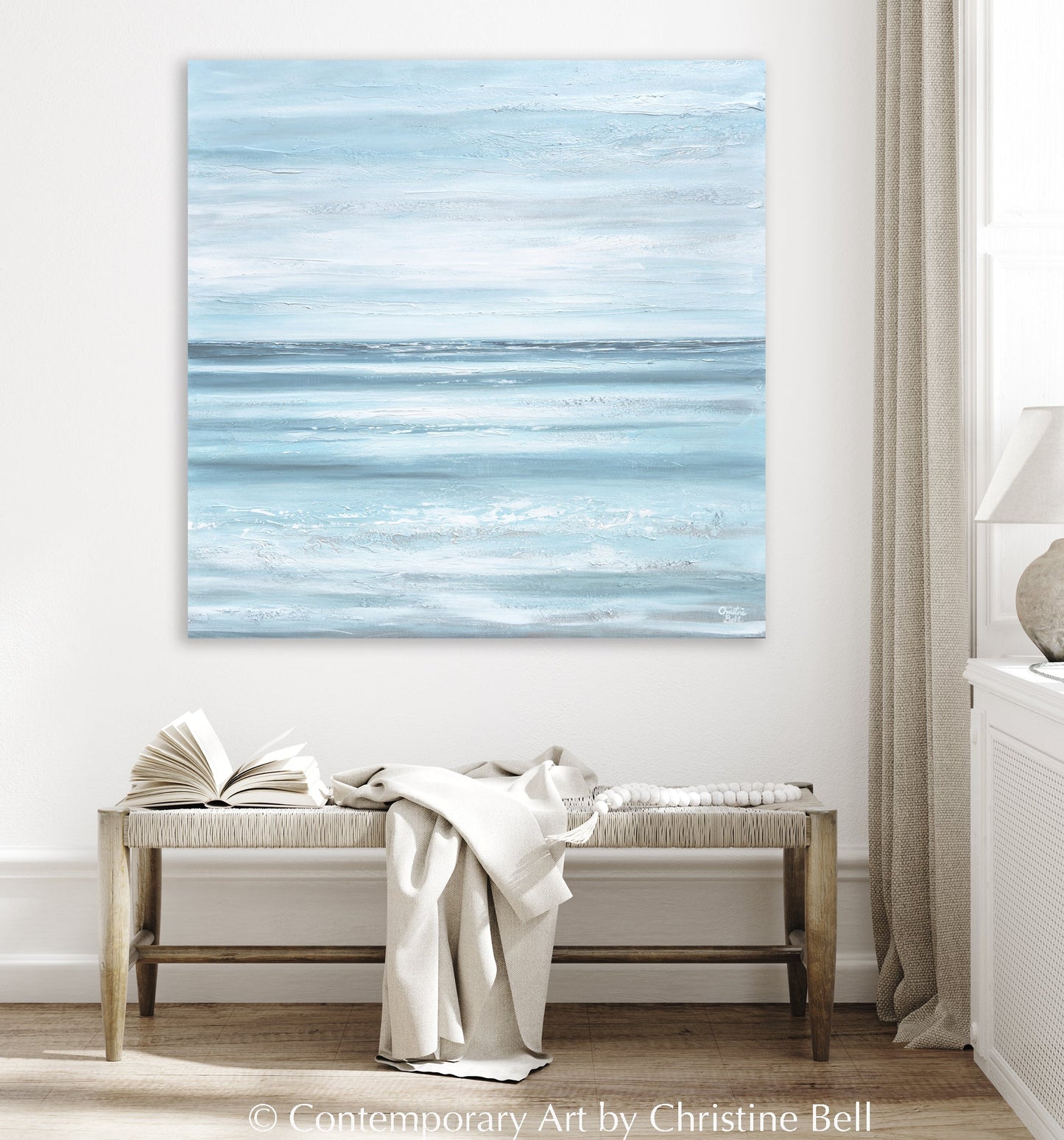 "Staying Afloat" ORIGINAL Textured Coastal Abstract Painting, XL 48x48"