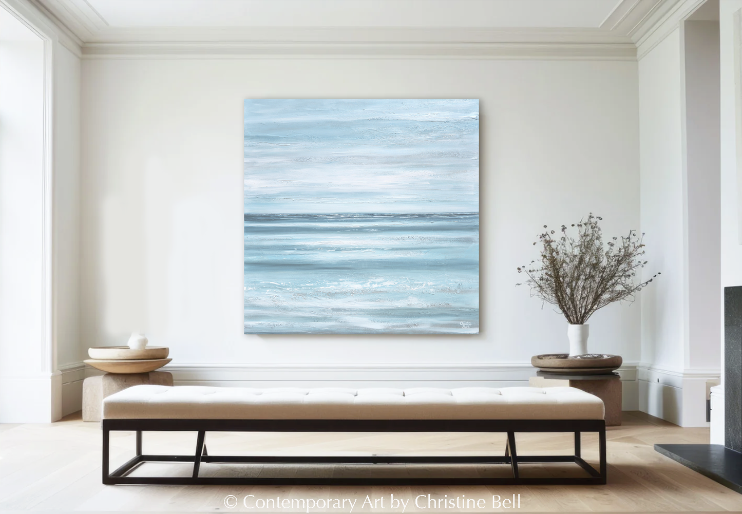 "Staying Afloat" ORIGINAL Textured Coastal Abstract Painting, XL 48x48"