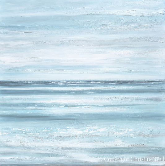 "Staying Afloat" ORIGINAL Textured Coastal Abstract Painting, XL 48x48"