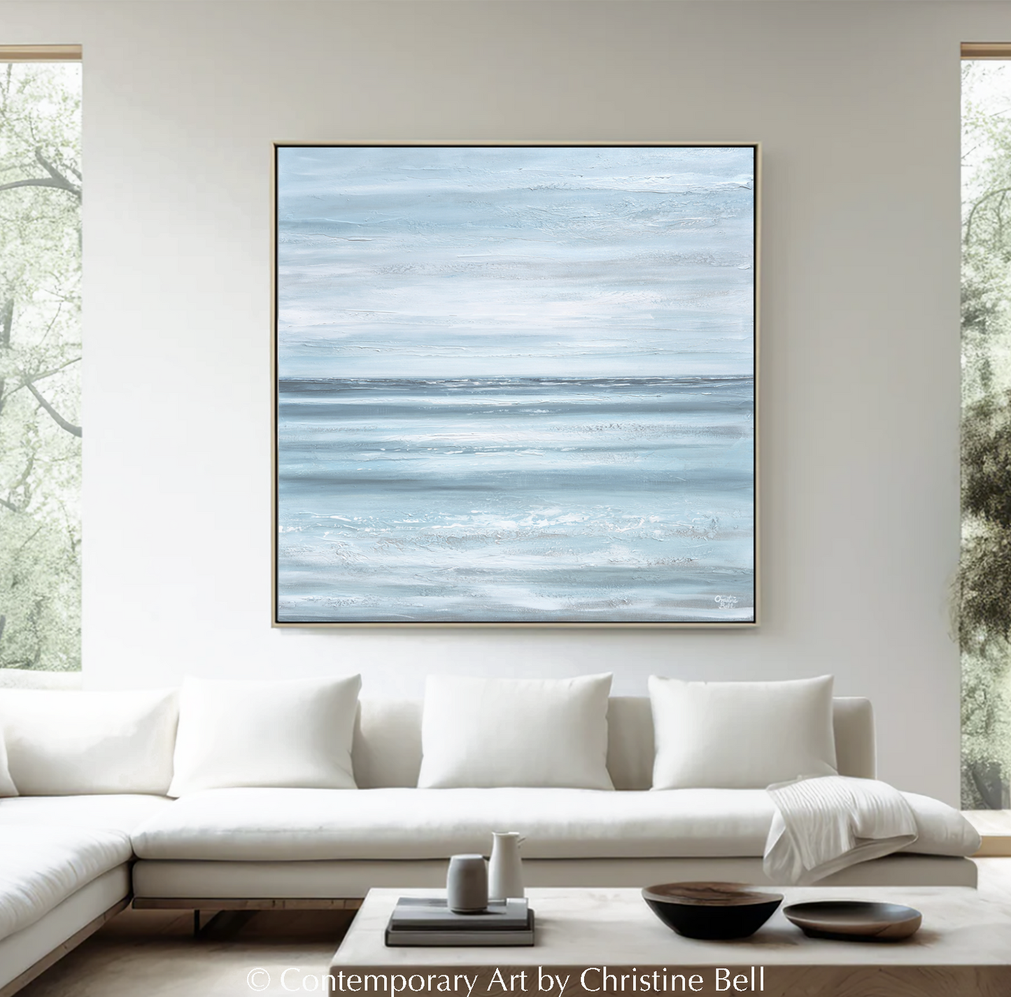 "Staying Afloat" ORIGINAL Textured Coastal Abstract Painting, XL 48x48"