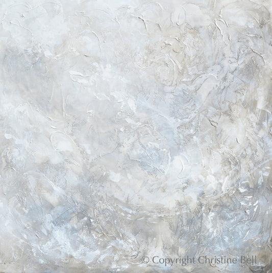 "Silhouette" ORIGINAL TEXTURED Neutral Coastal Abstract Painting, XL 48x48"