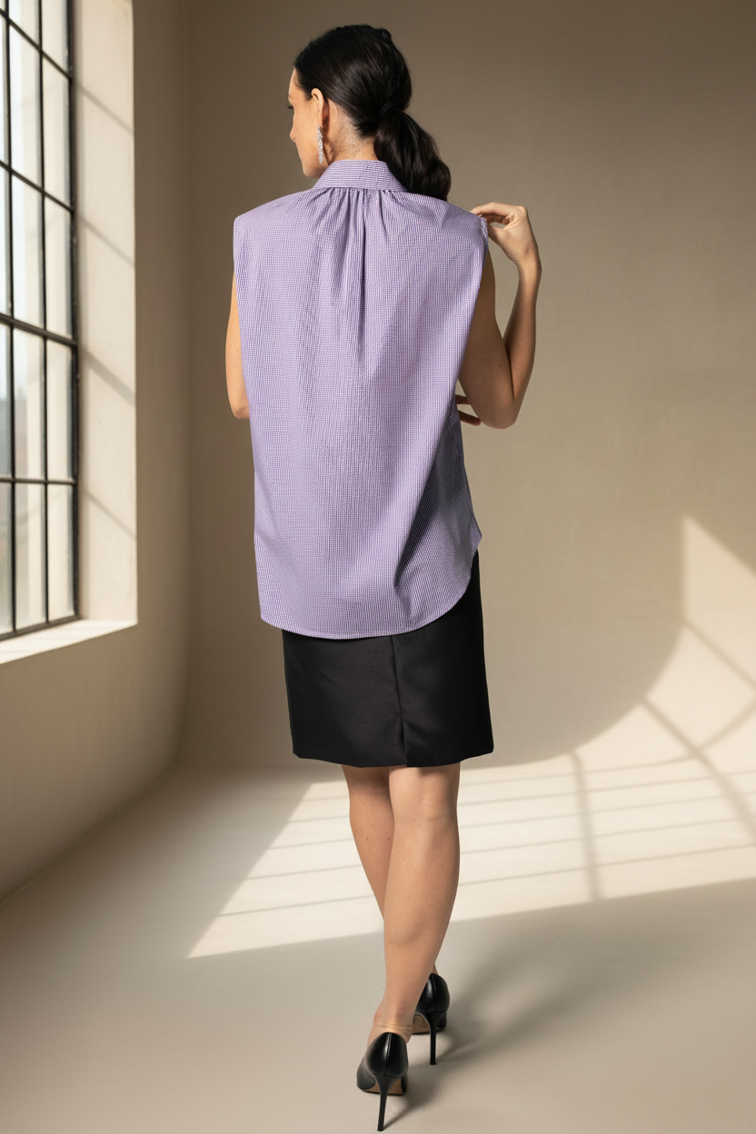 Italian Cotton Purple Sleeveless Shirt – Women’s Chic Summer Top
