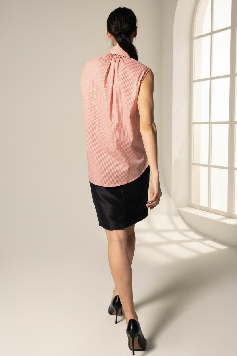 Italian Cotton Orange Sleeveless Top – Elegant Summer Blouse