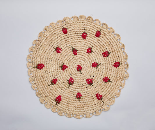 Scattered Strawberry Raffia Placemat