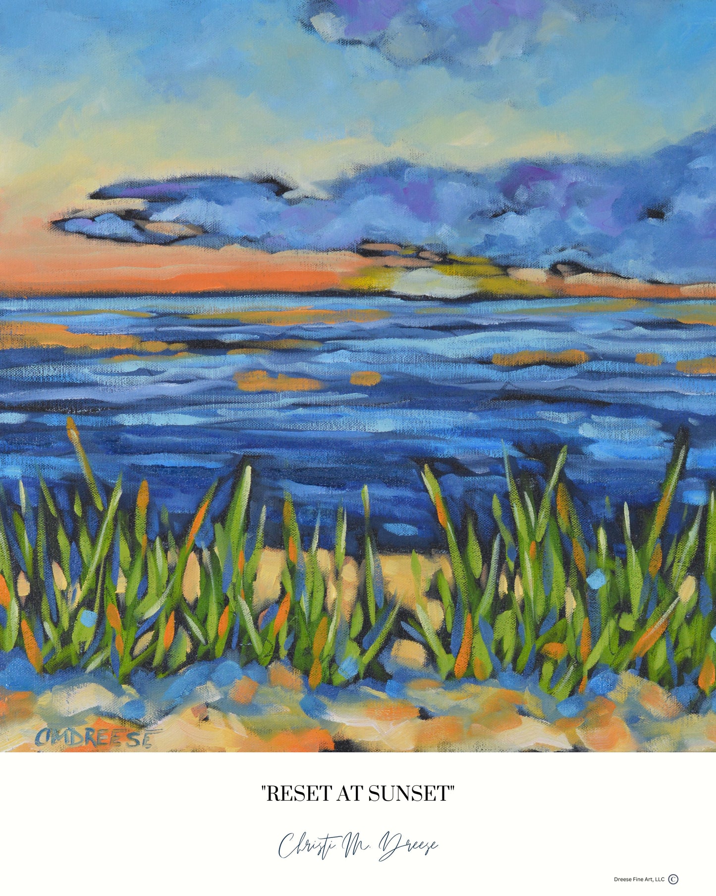 "Reset at Sunset" Sunset Beach Print on Paper, Wood Panel - Wall Art Home Decor