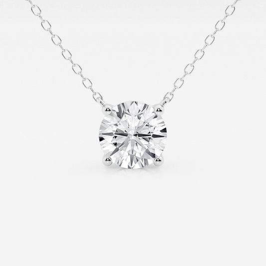 2.00 CTW Lab Grown Round F/G VS1 Diamond Floating Solitaire Pendant in 14K White or Yellow Gold – AGI Certified